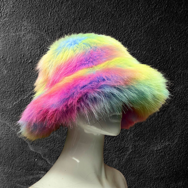 Rainbow Brain Fur Bucket Hat
